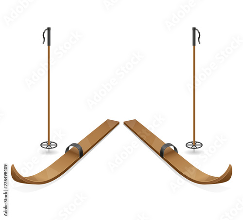 retro old ski stock vector illustration photo