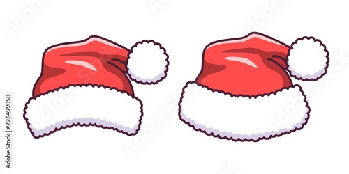 Santa Claus hat in flat style. Vector Cartoon