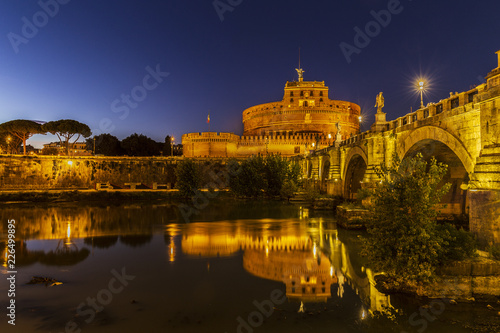 Castel Sant'Angelo at sunset in Rome, Italy