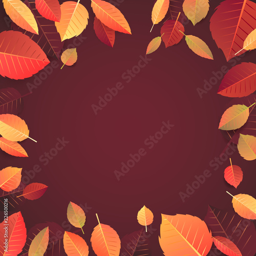Autumn Seasonal Banner Template. Raster Leaves Illustration