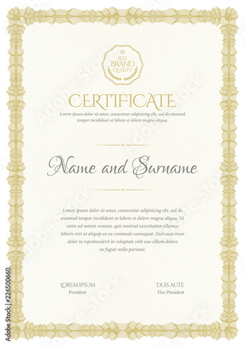 Certificate template. Diploma of modern design or gift certificate.