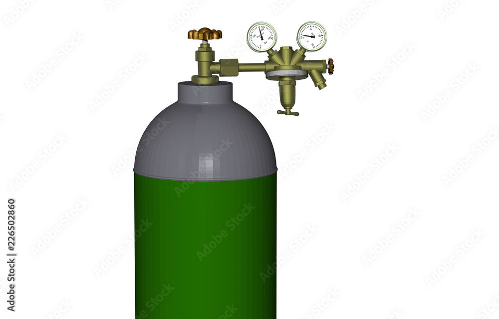 Stählerne Gasflasche mit Reduzierventil und Manometer Stock Illustration Adobe Stock