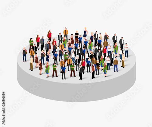 Big people crowd in circle. Society concept. Vector illustration.