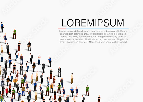 Large group of people on white background. Vector background