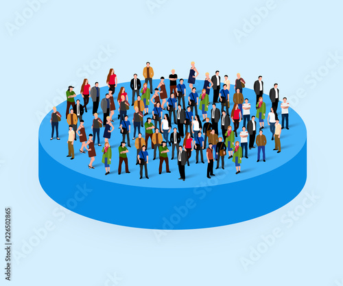 Big people crowd in circle. Society concept. Vector illustration.