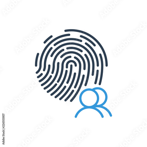 group user and security fingerprint icon vector