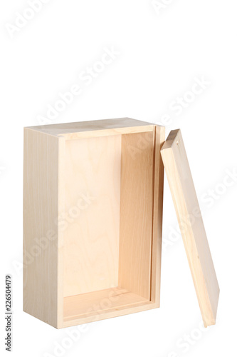 wood wine box isolated on white background with clipping path photo