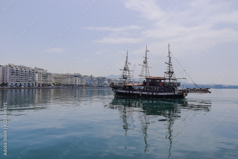 Ship on at sea at Thessaloniki 