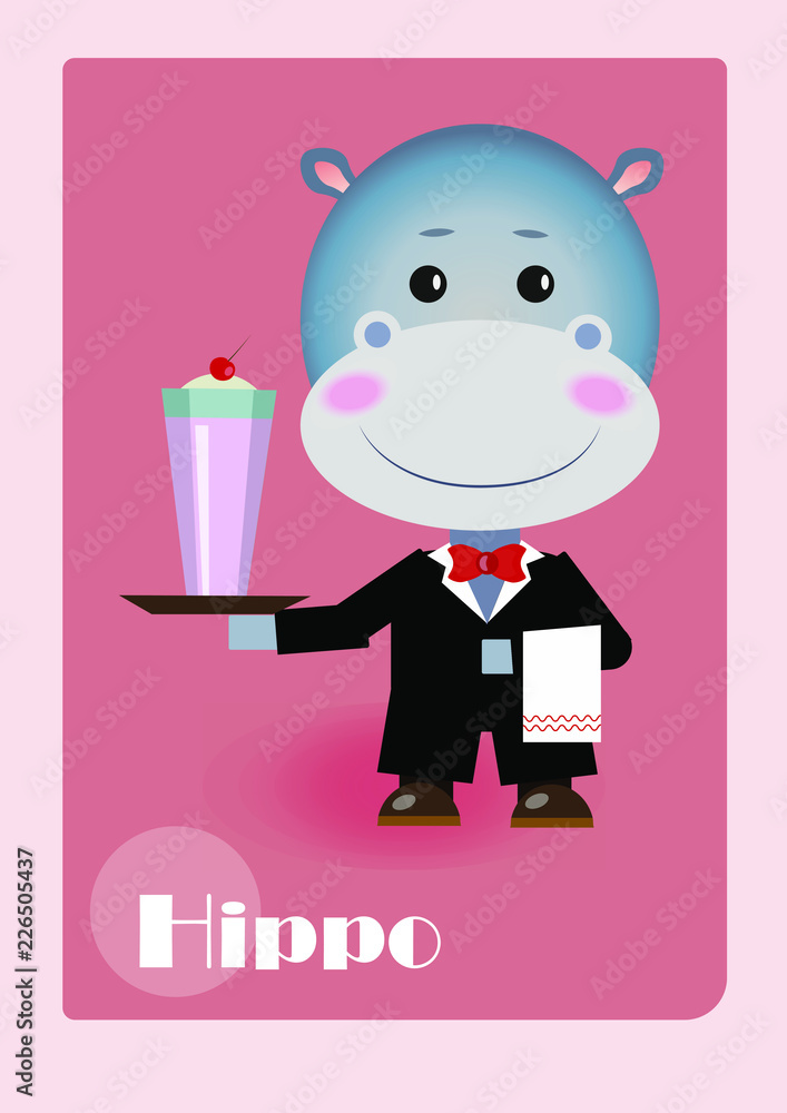 Hippo - waiter with milkshake Hippo - waiter with milkshake