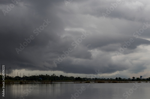 Clouds over the flooded paddy fields.