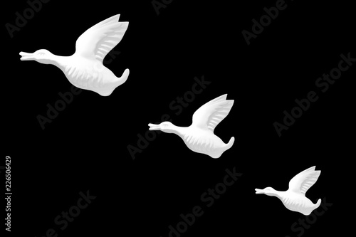 Three White Birds Flying - Wall Decoration