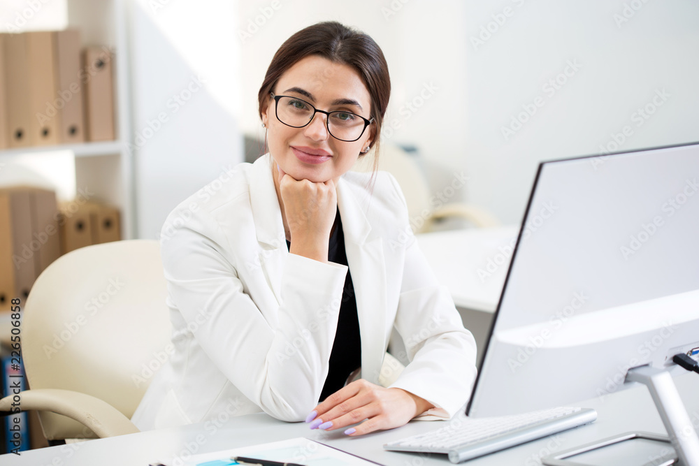 Young beautiful business woman with computer Young beautiful business woman with computer