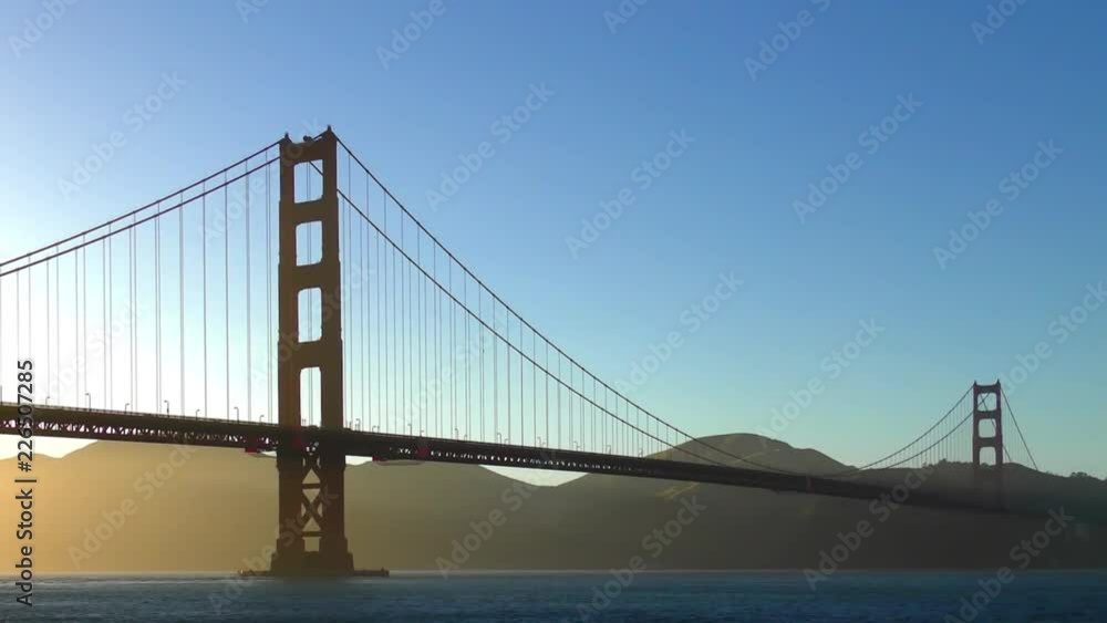 The Golden Gate Bridge at sunset as seen from Chrissy Field, San Francisco, California, USA The Golden Gate Bridge at sunset as seen from Chrissy Field, San Francisco, California, USA