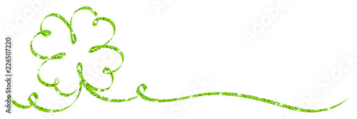 Single Green Cloverleaf Ribbon Glitter Calligraphy
