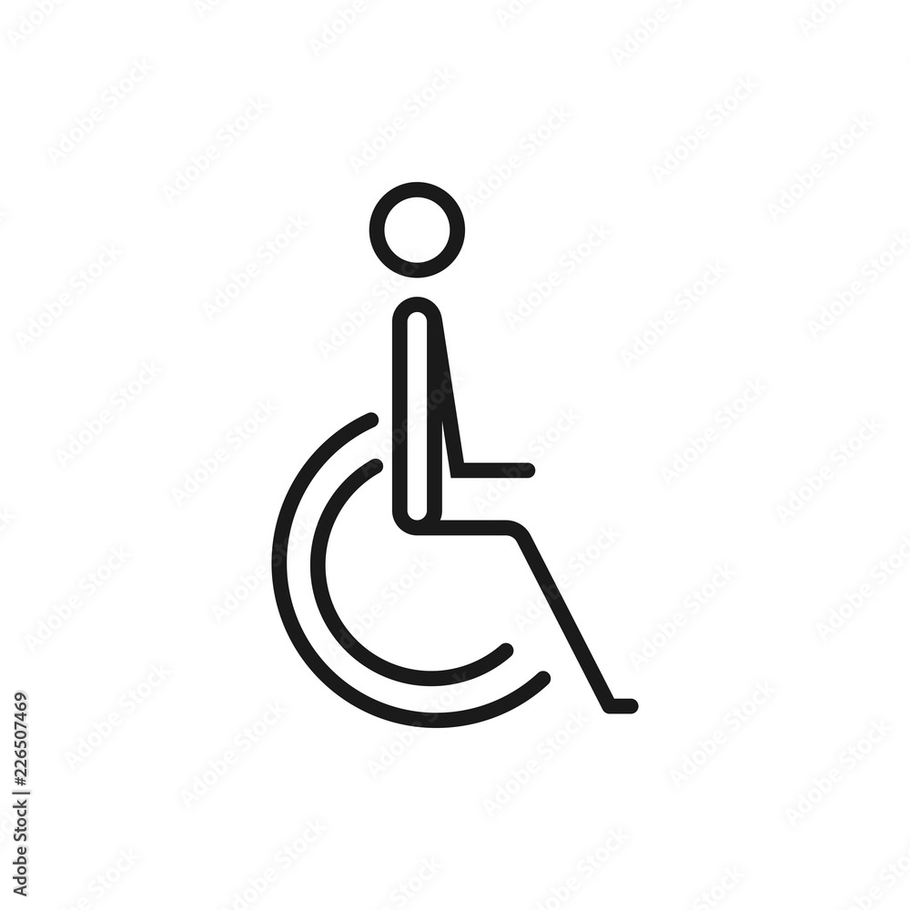 Toilets disabled vector icon. Style is flat rounded wc symbol, black color, white background. Toilets disabled vector icon. Style is flat rounded wc symbol, black color, white background.