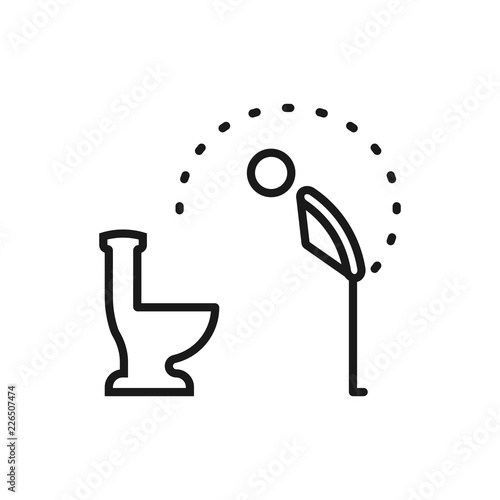 WC, funny symbol. Man or gentleman peeing in toilet. Vector illustration