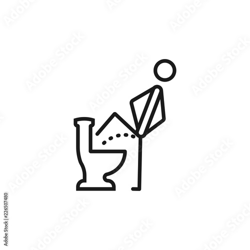 WC, funny symbol. Man or gentleman peeing in toilet. Vector illustration