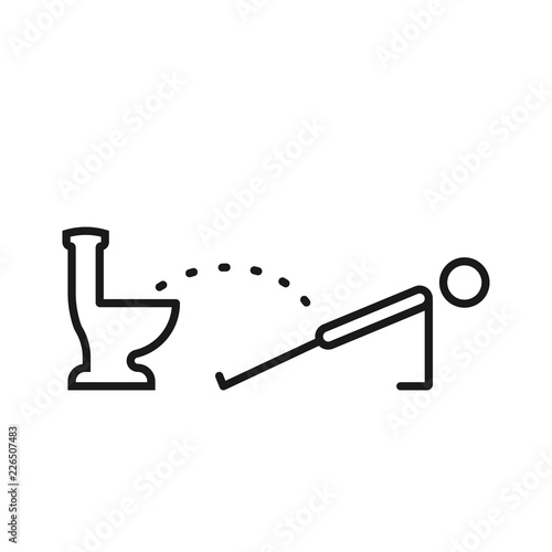WC, funny symbol. Man or gentleman peeing in toilet. Vector illustration