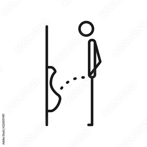 WC, funny symbol. Man or gentleman peeing in toilet. Vector illustration