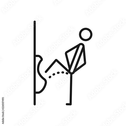 WC, funny symbol. Man or gentleman peeing in toilet. Vector illustration
