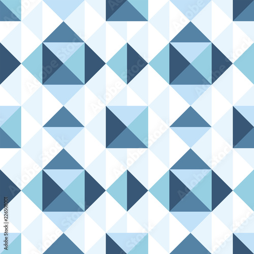 Blue seamless pattern of geometric shapes. Vector illustration.