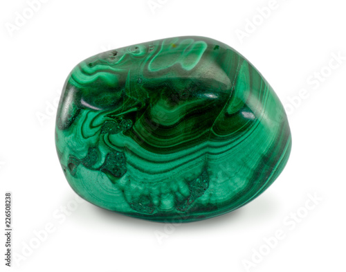 Beautiful malachite stone isolated on white background