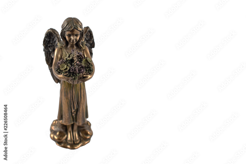 Angel statue stock images. Angel isolated on a white background. Angel figurine on a white background with copy space for text