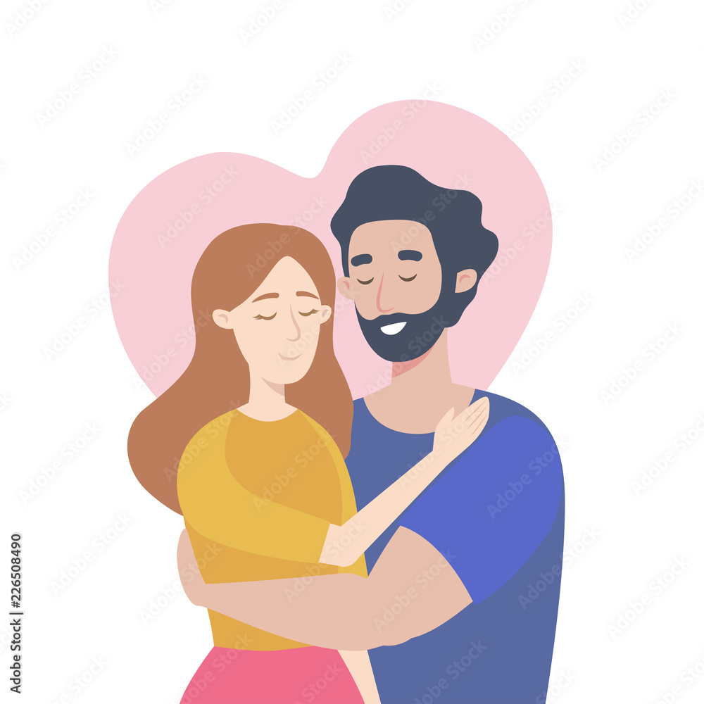 Young Couple in Love Vector Illustration Stock Vector