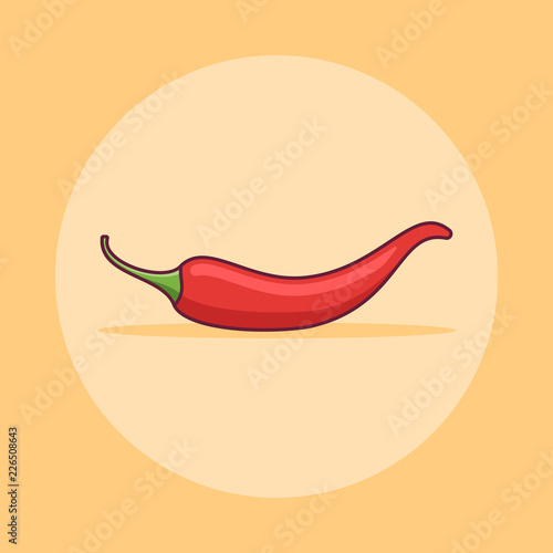 Red chilli pepper flat line icon. Vector illustration.
