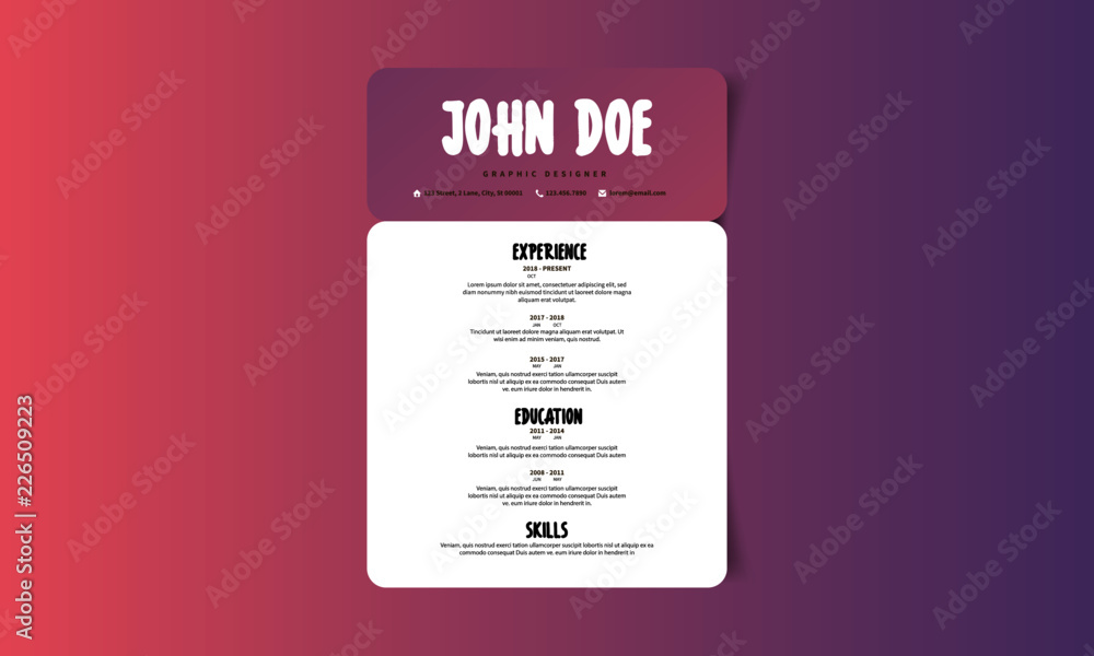 Stylish Resume CV Template in Minimalist Design Stylish Resume CV Template in Minimalist Design