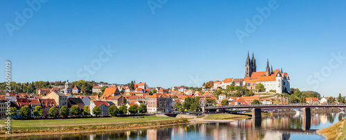 Panorama Stadt Meißen an der Elbe mit Dom und Albrechtsburg
