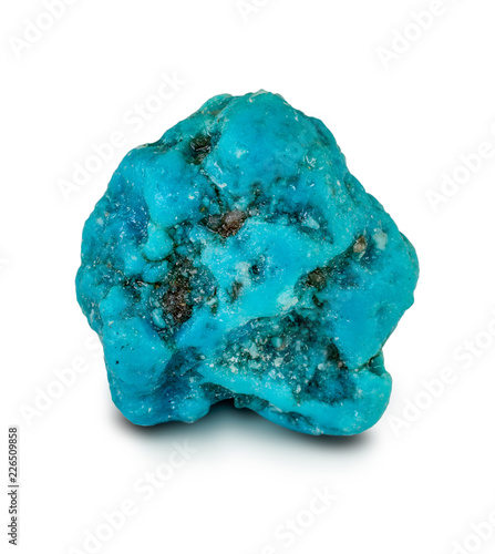 Rough turquoise rock isolated on white background