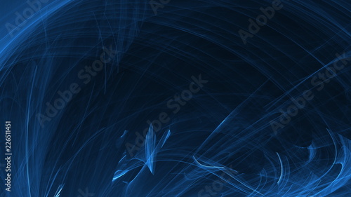 Abstract blue light and laser beams, fractals and glowing shapes multicolored art background texture for imagination, creativity and design.