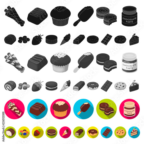 Chocolate Dessert flat icons in set collection for design. Chocolate and Sweets vector symbol stock web illustration.