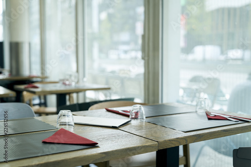 Table setting in restaurant