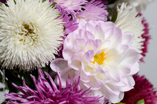 A bouquet of brightly colored chrysanthemums. Floral background