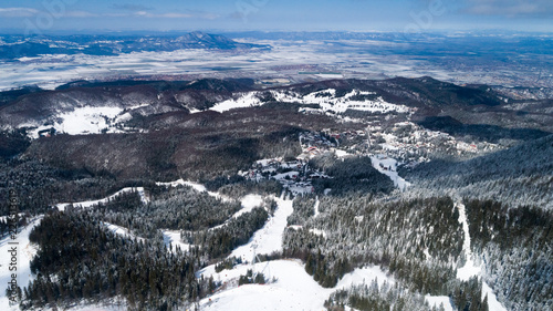 Obraz na płótnie Aerial View of Poiana Brasov - Romania w salonie