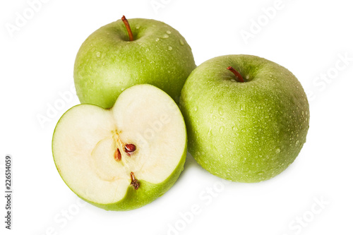 Granny smith green apples isolated on white background