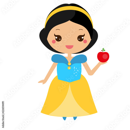 Snow White. Cute fairy tale character in kawaii style.