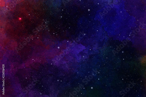 Watercolor abstract background with stars and nebula © jenteva