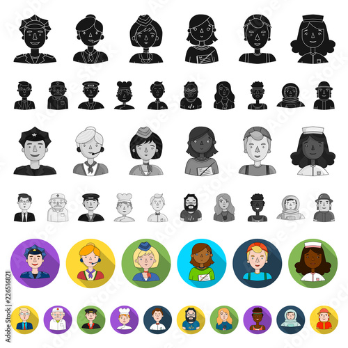 People of different professions flat icons in set collection for design. Worker and specialist vector symbol stock web illustration.