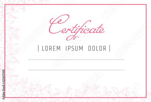 Makeup certificate template. beauty school or refresher courses for beautician. Make up cosmetic or spa care diploma. Flower template