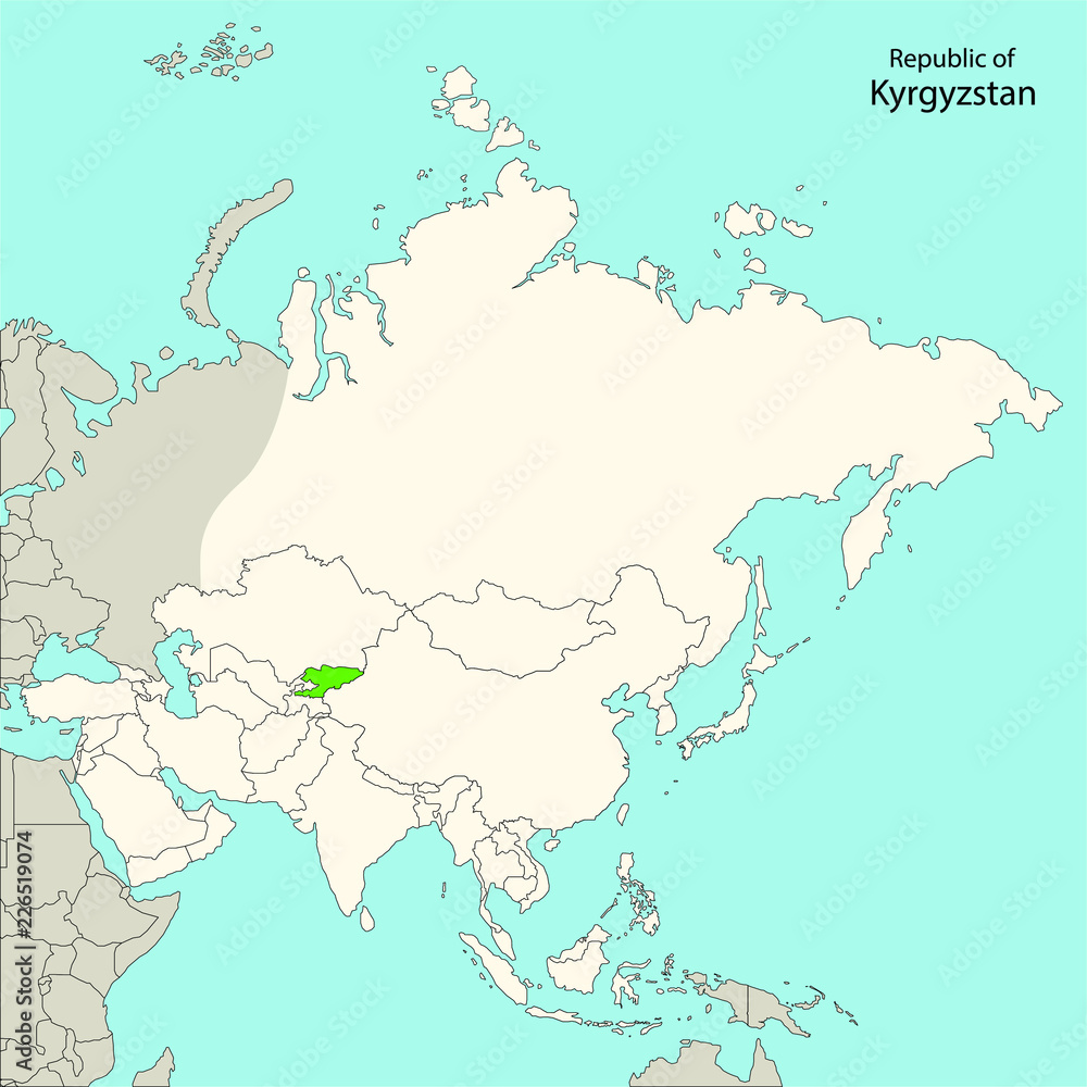 kyrgyzstan, map of asia, vector illustration