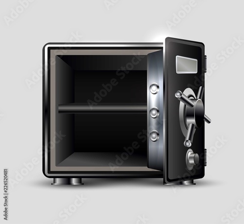 Safe with money and coins. vector illustration