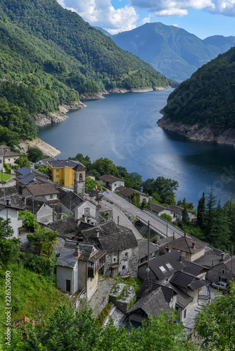 The village of Vogorno on Verzasca valley in Switzerland photo