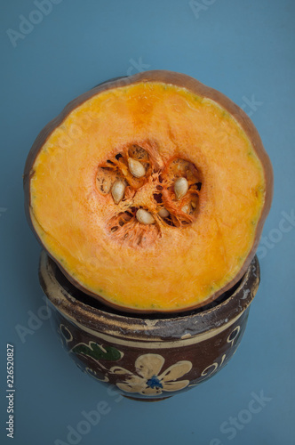 pumpkin on a blue background