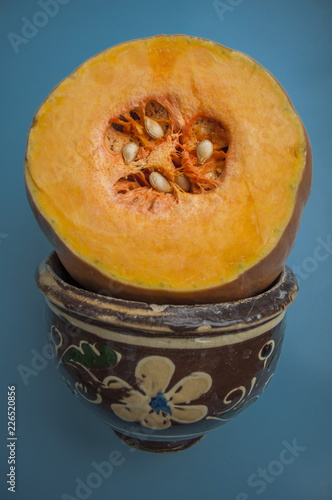 pumpkin on a blue background