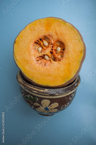 pumpkin on a blue background