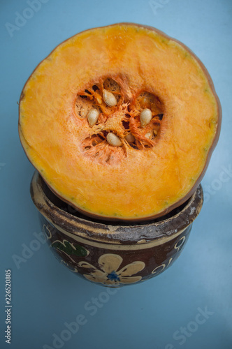 pumpkin on a blue background