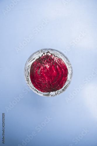 red beet on blue background